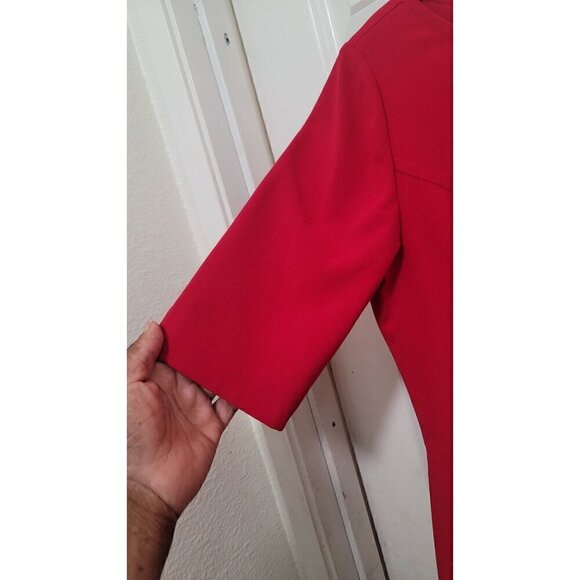 TAHARI/ARTHUR S. LEVINE WOMEN'S RED COCKTAIL STRETCH BOAT NECK DRESS ZIPPER BACK - Picture 6 of 11